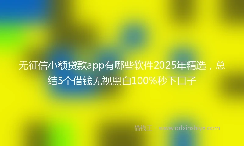 无征信小额贷款app有哪些软件2025年精选，总结5个借钱无视黑白100%秒下口子