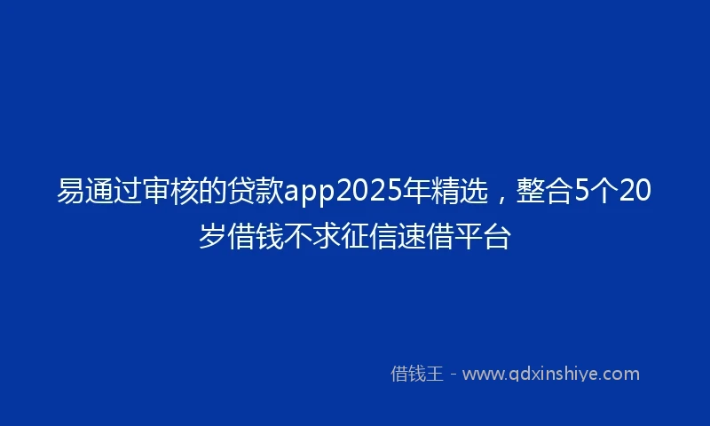 易通过审核的贷款app2025年精选，整合5个20岁借钱不求征信速借平台