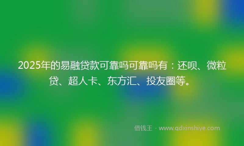 2025年的易融贷款可靠吗可靠吗有：还呗、微粒贷、超人卡、东方汇、投友圈等。