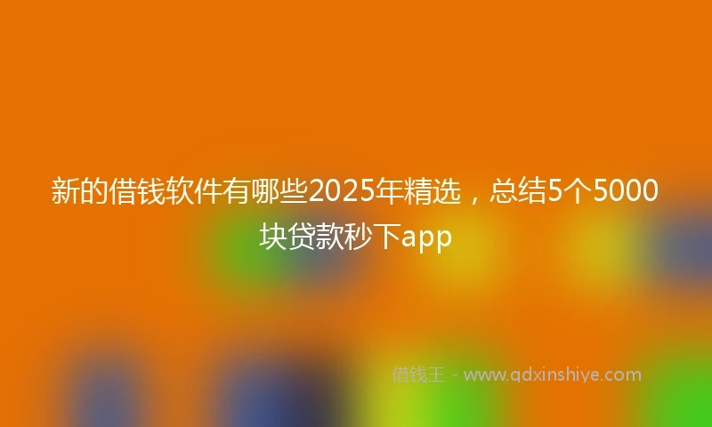 新的借钱软件有哪些2025年精选，总结5个5000块贷款秒下app