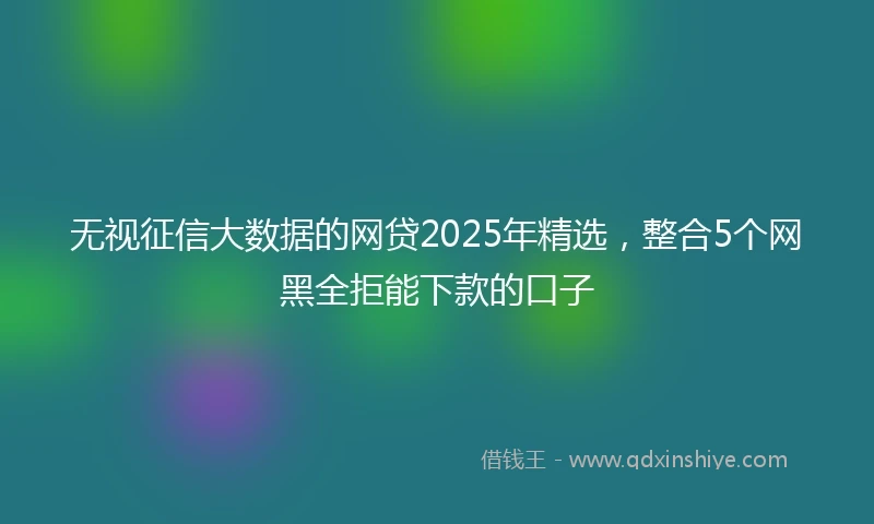 无视征信大数据的网贷2025年精选，整合5个网黑全拒能下款的口子