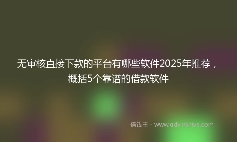无审核直接下款的平台有哪些软件2025年推荐，概括5个靠谱的借款软件
