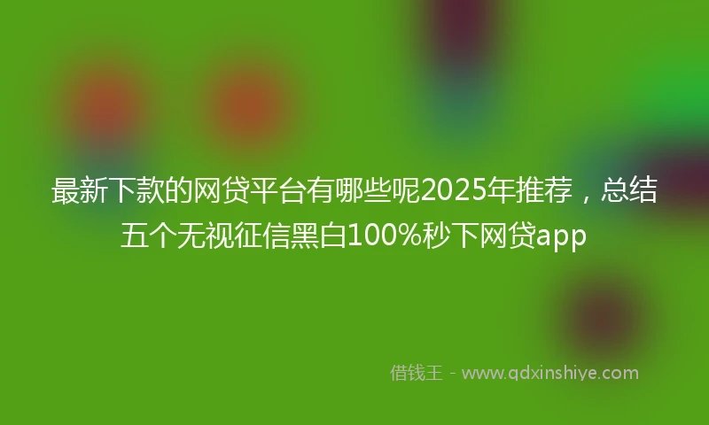 最新下款的网贷平台有哪些呢2025年推荐，总结五个无视征信黑白100%秒下网贷app