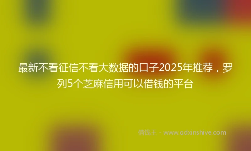 最新不看征信不看大数据的口子2025年推荐，罗列5个芝麻信用可以借钱的平台