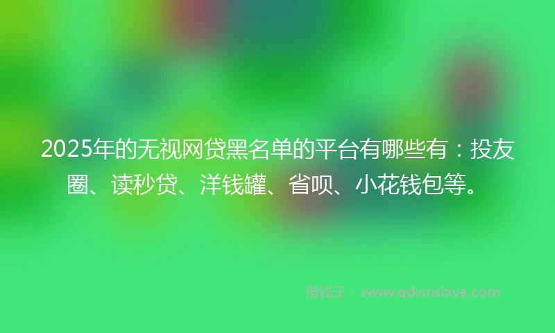 2025年的无视网贷黑名单的平台有哪些有：投友圈、读秒贷、洋钱罐、省呗、小花钱包等。