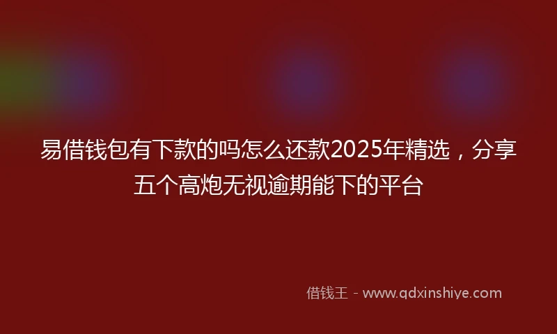 易借钱包有下款的吗怎么还款2025年精选，分享五个高炮无视逾期能下的平台