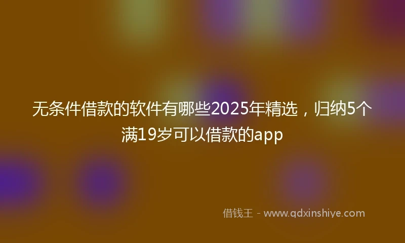 无条件借款的软件有哪些2025年精选，归纳5个满19岁可以借款的app