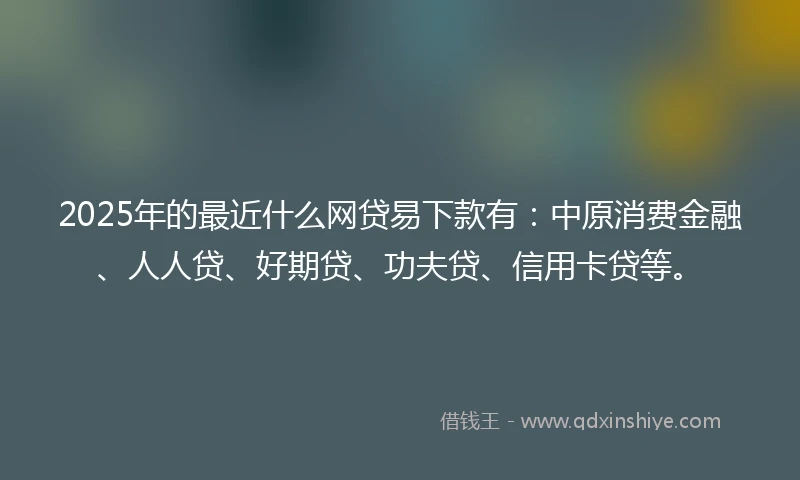 2025年的最近什么网贷易下款有:中原消费金融、人人贷、好期贷、功夫贷、信用卡贷等。