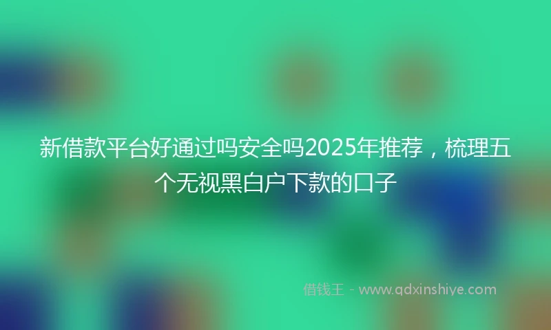 新借款平台好通过吗安全吗2025年推荐，梳理五个无视黑白户下款的口子