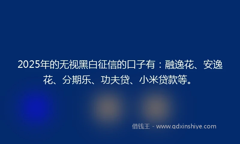 2025年的无视黑白征信的口子有：融逸花、安逸花、分期乐、功夫贷、小米贷款等。
