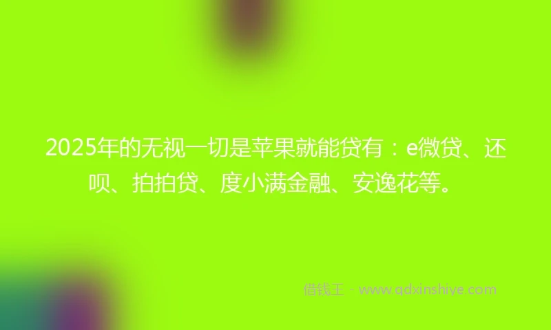 2025年的无视一切是苹果就能贷有：e微贷、还呗、拍拍贷、度小满金融、安逸花等。
