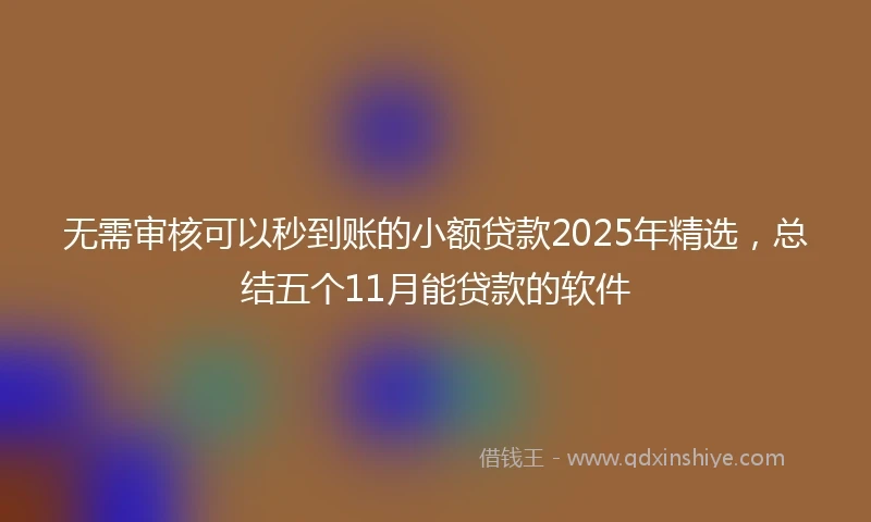 无需审核可以秒到账的小额贷款2025年精选,总结五个11月能贷款的软件