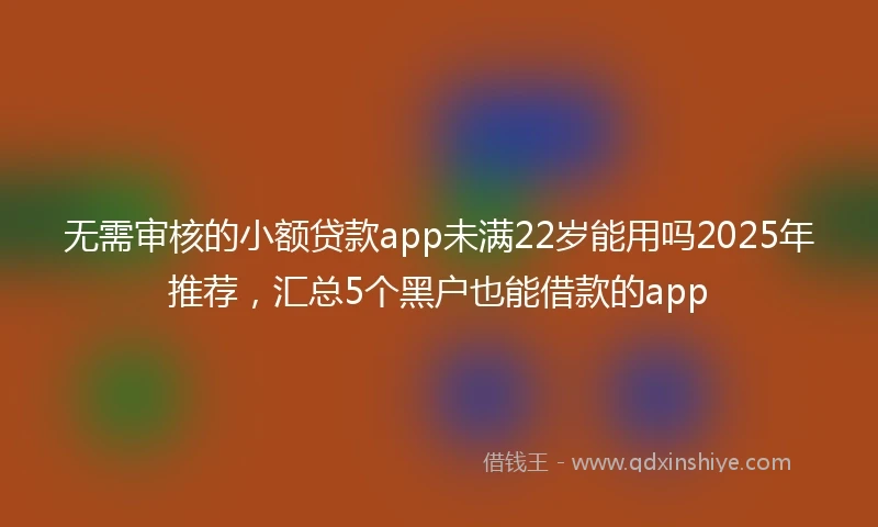 无需审核的小额贷款app未满22岁能用吗2025年推荐，汇总5个黑户也能借款的app
