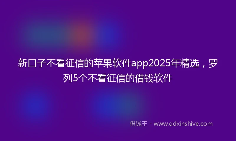 新口子不看征信的苹果软件app2025年精选,罗列5个不看征信的借钱软件