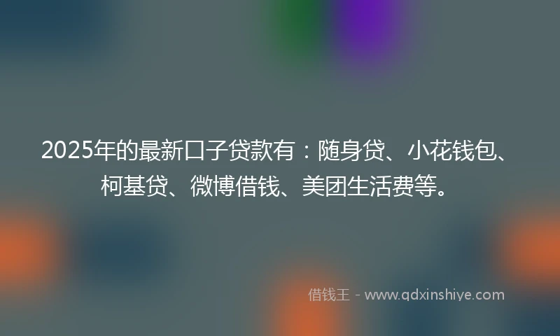 2025年的最新口子贷款有：随身贷、小花钱包、柯基贷、微博借钱、美团生活费等。