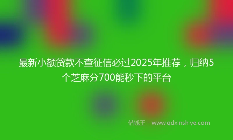 最新小额贷款不查征信必过2025年推荐，归纳5个芝麻分700能秒下的平台