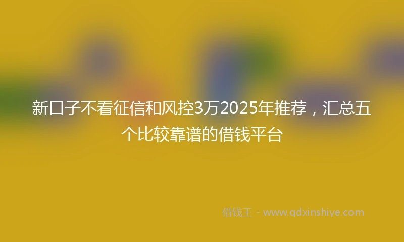 新口子不看征信和风控3万2025年推荐，汇总五个比较靠谱的借钱平台
