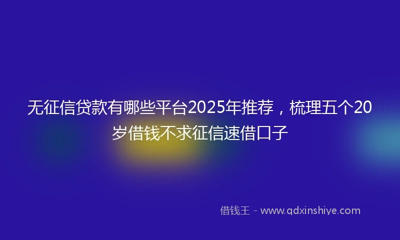 无征信贷款有哪些平台2025年推荐，梳理五个20岁借钱不求征信速借口子