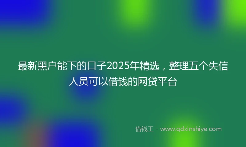 最新黑户能下的口子2025年精选，整理五个失信人员可以借钱的网贷平台