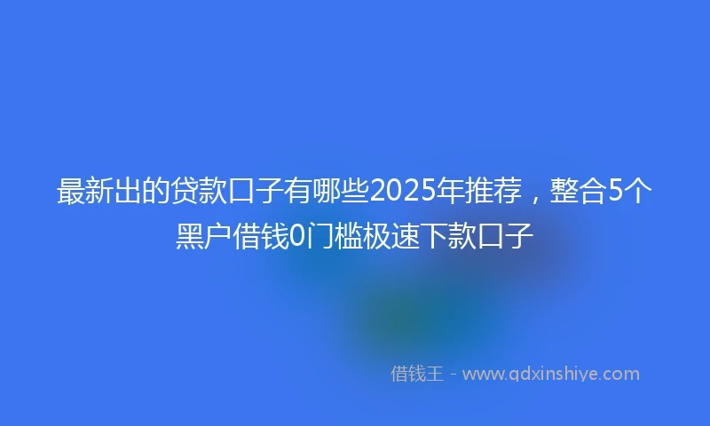 最新出的贷款口子有哪些2025年推荐，整合5个黑户借钱0门槛极速下款口子
