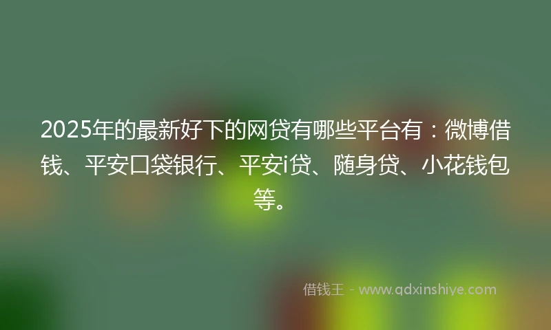2025年的最新好下的网贷有哪些平台有：微博借钱、平安口袋银行、平安i贷、随身贷、小花钱包等。
