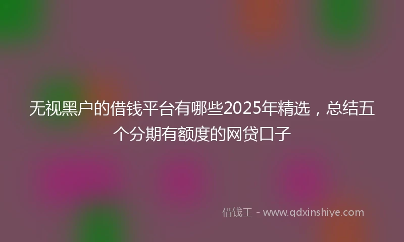 无视黑户的借钱平台有哪些2025年精选，总结五个分期有额度的网贷口子
