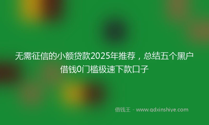 无需征信的小额贷款2025年推荐，总结五个黑户借钱0门槛极速下款口子