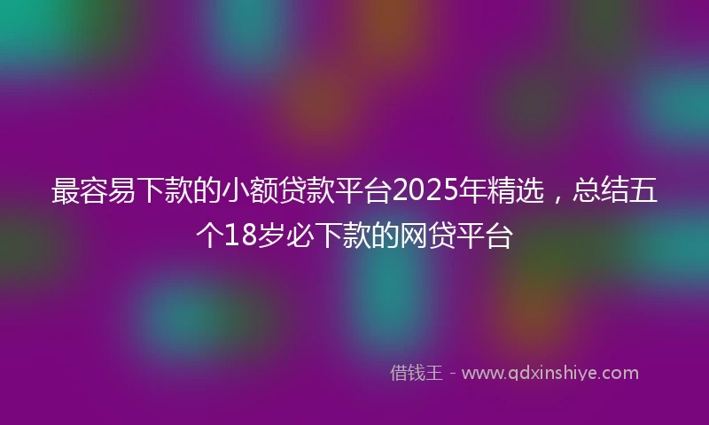 最容易下款的小额贷款平台2025年精选,总结五个18岁必下款的网贷平台