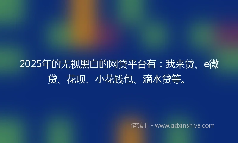 2025年的无视黑白的网贷平台有：我来贷、e微贷、花呗、小花钱包、滴水贷等。