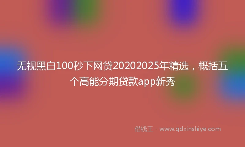 无视黑白100秒下网贷20202025年精选，概括五个高能分期贷款app新秀
