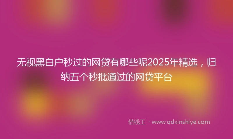 无视黑白户秒过的网贷有哪些呢2025年精选，归纳五个秒批通过的网贷平台