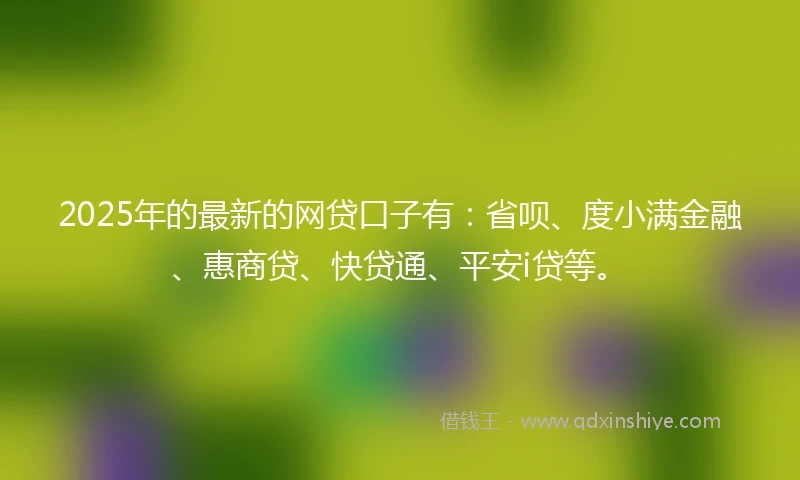 2025年的最新的网贷口子有：省呗、度小满金融、惠商贷、快贷通、平安i贷等。