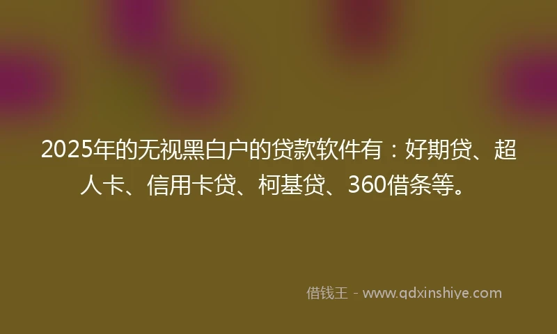 2025年的无视黑白户的贷款软件有：好期贷、超人卡、信用卡贷、柯基贷、360借条等。