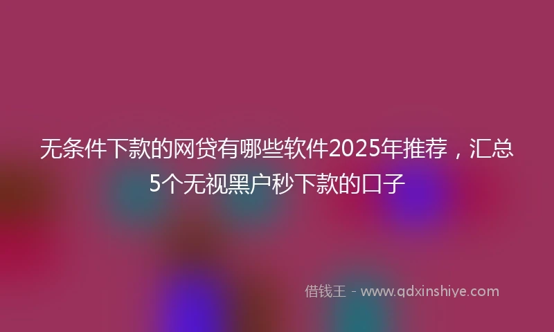 无条件下款的网贷有哪些软件2025年推荐，汇总5个无视黑户秒下款的口子
