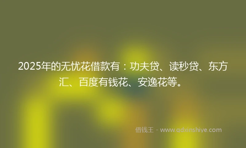 2025年的无忧花借款有：功夫贷、读秒贷、东方汇、百度有钱花、安逸花等。