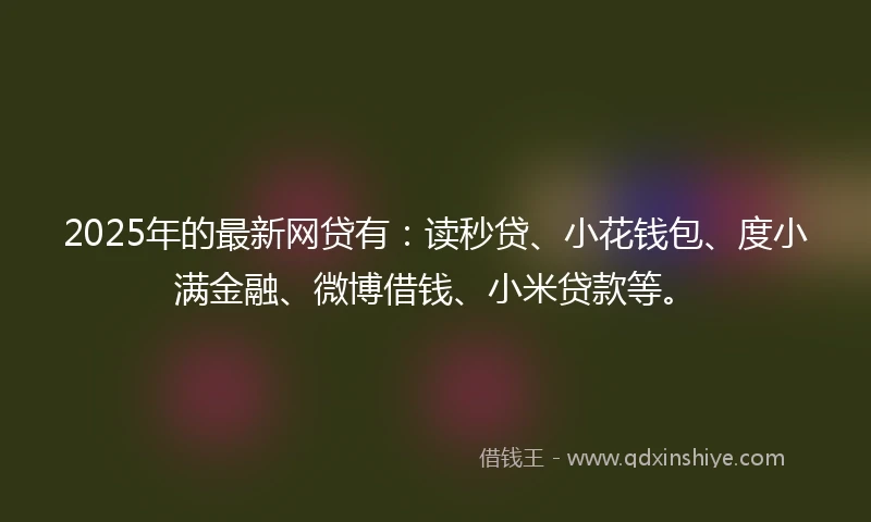 2025年的最新网贷有：读秒贷、小花钱包、度小满金融、微博借钱、小米贷款等。