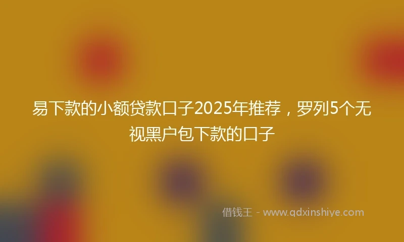易下款的小额贷款口子2025年推荐，罗列5个无视黑户包下款的口子