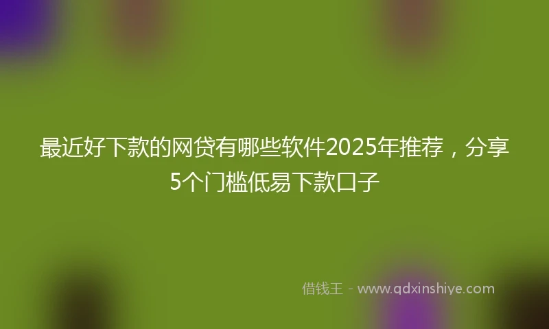 最近好下款的网贷有哪些软件2025年推荐,分享5个门槛低易下款口子