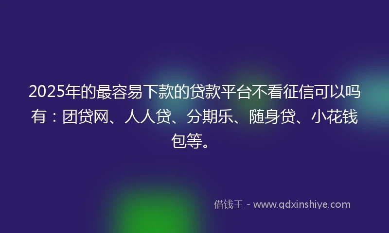 2025年的最容易下款的贷款平台不看征信可以吗有：团贷网、人人贷、分期乐、随身贷、小花钱包等。
