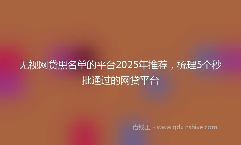 无视网贷黑名单的平台2025年推荐，梳理5个秒批通过的网贷平台