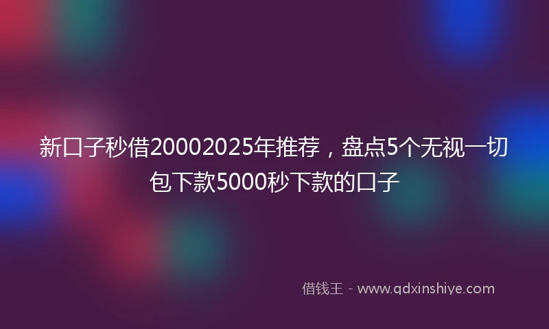 新口子秒借20002025年推荐,盘点5个无视一切包下款5000秒下款的口子