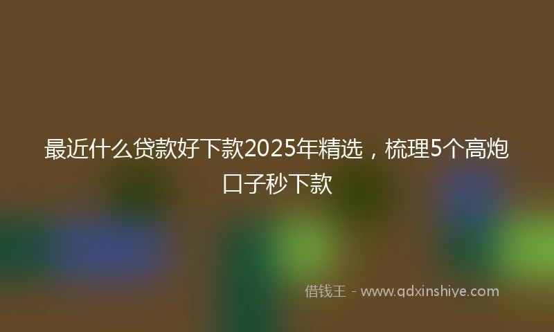 最近什么贷款好下款2025年精选,梳理5个高炮口子秒下款