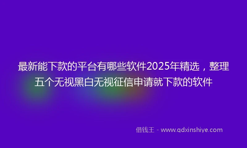 最新能下款的平台有哪些软件2025年精选，整理五个无视黑白无视征信申请就下款的软件