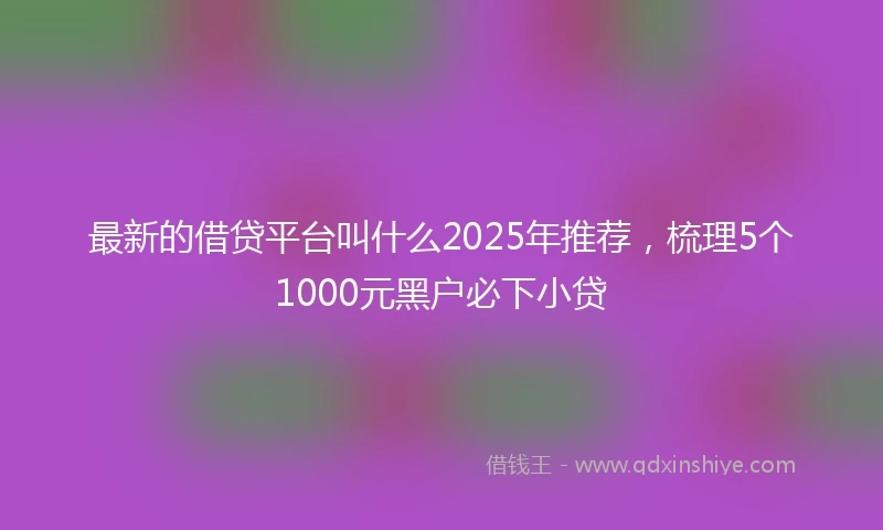 最新的借贷平台叫什么2025年推荐，梳理5个1000元黑户必下小贷