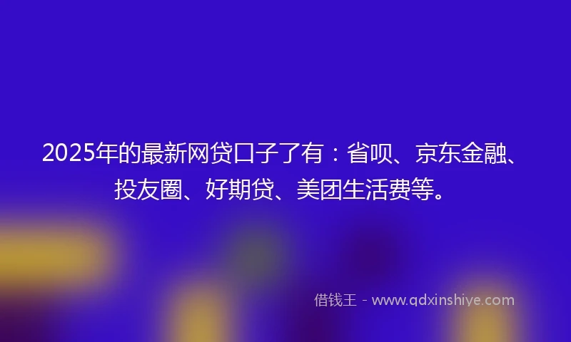 2025年的最新网贷口子了有：省呗、京东金融、投友圈、好期贷、美团生活费等。