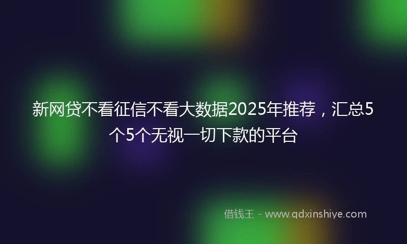 新网贷不看征信不看大数据2025年推荐，汇总5个5个无视一切下款的平台