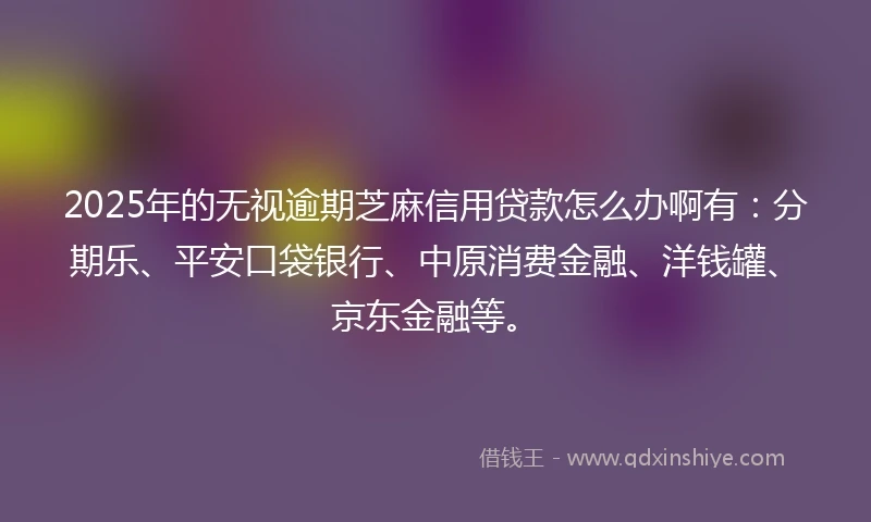 2025年的无视逾期芝麻信用贷款怎么办啊有:分期乐、平安口袋银行、中原消费金融、洋钱罐、京东金融等。