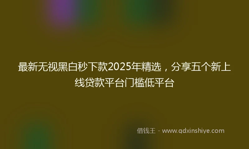 最新无视黑白秒下款2025年精选，分享五个新上线贷款平台门槛低平台