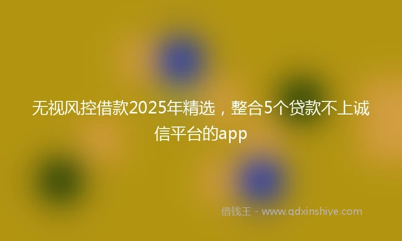 无视风控借款2025年精选，整合5个贷款不上诚信平台的app