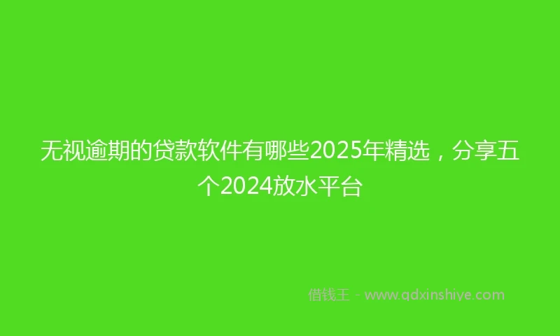 无视逾期的贷款软件有哪些2025年精选，分享五个2024放水平台